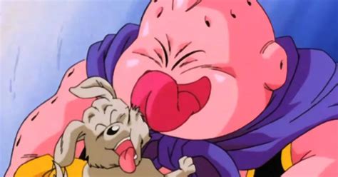 Mr. Satán interactuando con Majin Buu y su perro Bee