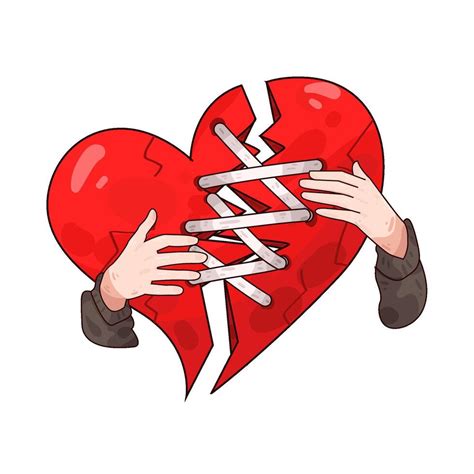 Ilustración de un corazón roto con elementos de manga.
