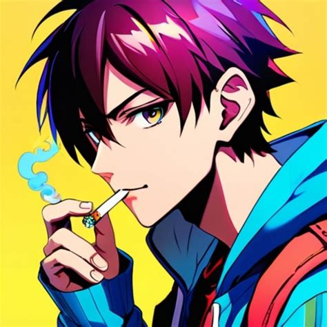 Personaje de anime fumando
