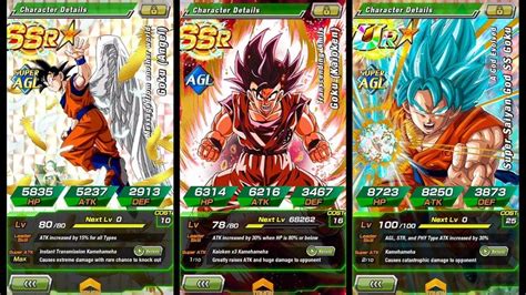 Ejemplo de equipo de Categoría Saiyajin en Dokkan Battle