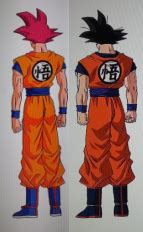Comparación de Goku en estado base y Supersaiyano Dios
