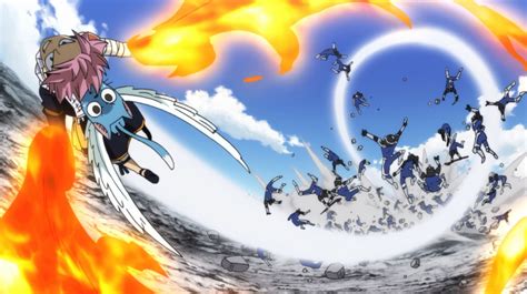 Miembros de Fairy Tail luchando contra soldados mecánicos