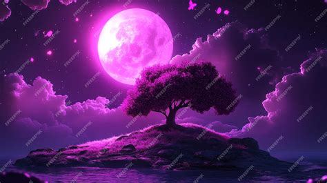 Isla Galuna con una luna púrpura