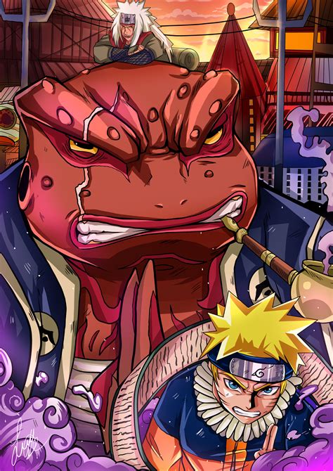 Naruto Uzumaki invocando a Gamabunta