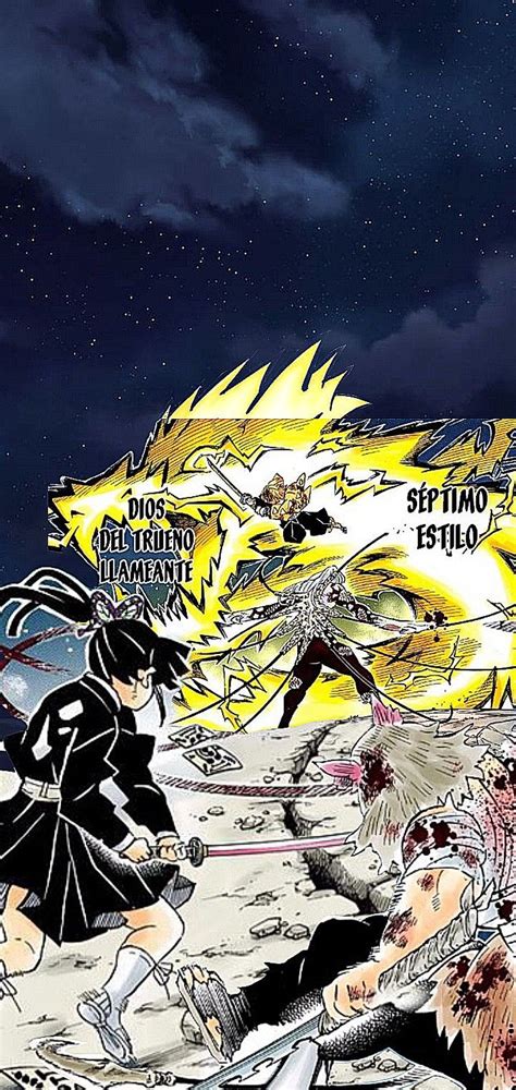 Kanao, Inosuke y Zenitsu atacando a Muzan desde la distancia