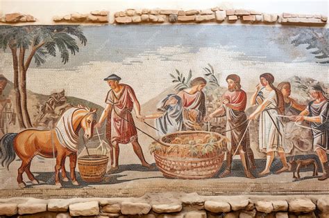 Mosaico romano con escenas de la vida cotidiana