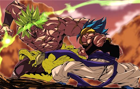 Gogeta enfrentándose a Broly en Super Saiyan