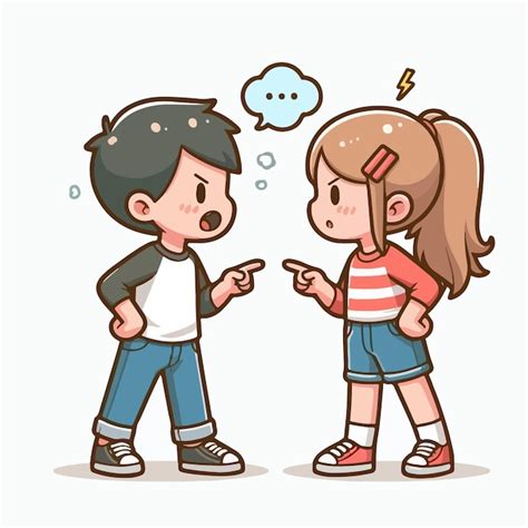 Chico y chica de anime discutiendo.