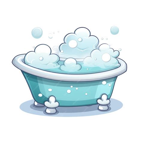 Ilustración de una bañera con burbujas y gotas de lejía diluida