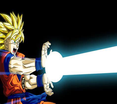 Detalle de la esfera de energía del Kamehameha brillando en la oscuridad