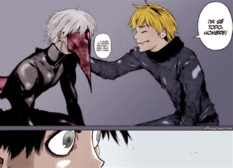 Ilustración de Kaneki y Hide abrazándose