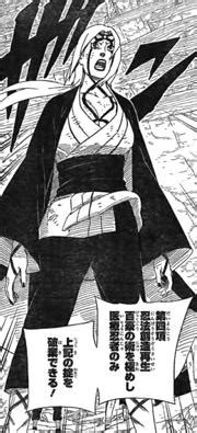 Ilustración del Sello Yin en la frente de Tsunade