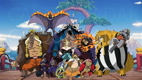 Kaidou y sus comandantes reunidos