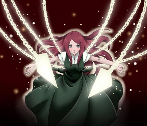 Kushina Uzumaki utilizando sus cadenas de chakra