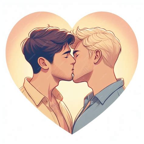 Ilustración de un beso entre dos hombres en estilo anime