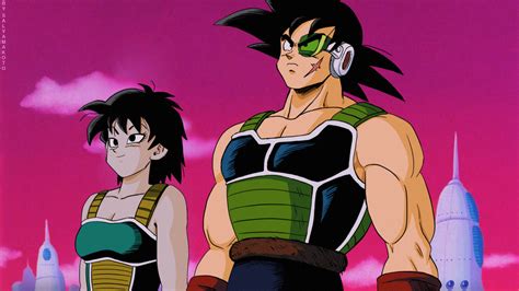 Bardock y Gine enviando a Kakarotto a la Tierra