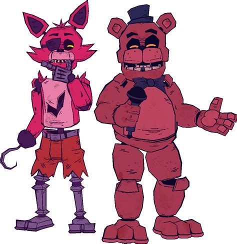 Ilustración de Freddy y Foxy en un contexto romántico