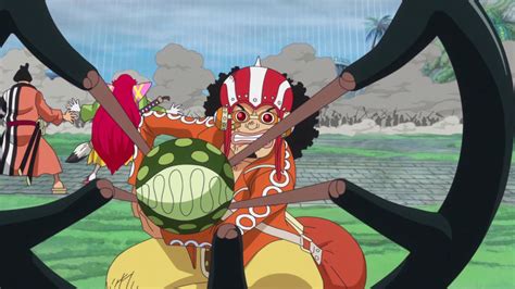 Usopp reaccionando a la Tatababasco y Sugar desmayándose