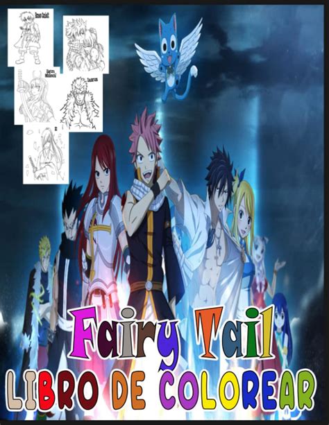Ilustración de los personajes de Fairy Tail con notas musicales