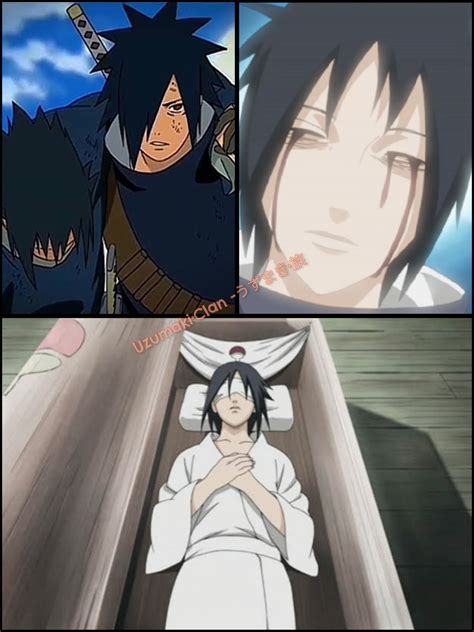 Representación artística de Izuna entregando sus ojos a Madara