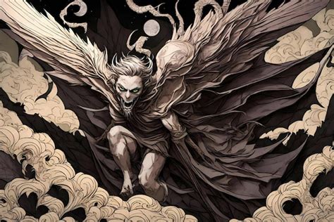 Ilustración de un demonio con cuernos y alas
