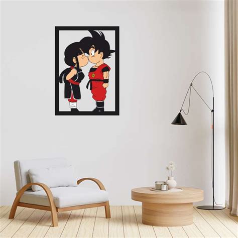 Cuadro decorativo de Goku y Chi-Chi besándose