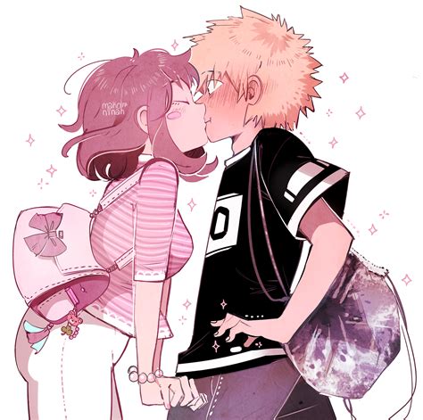 Ilustración de Bakugo y Uraraka juntos