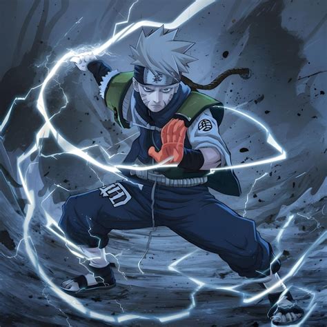 Ilustración de Kakashi Hatake en combate