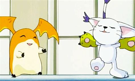 Patamon y Gatomon reconciliándose