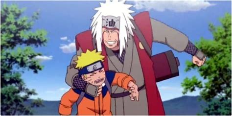 Jiraiya despidiéndose de Naruto