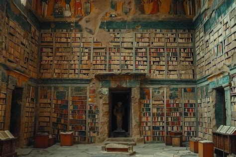 Ilustración de la biblioteca de Whole Cake Château con libros gigantes