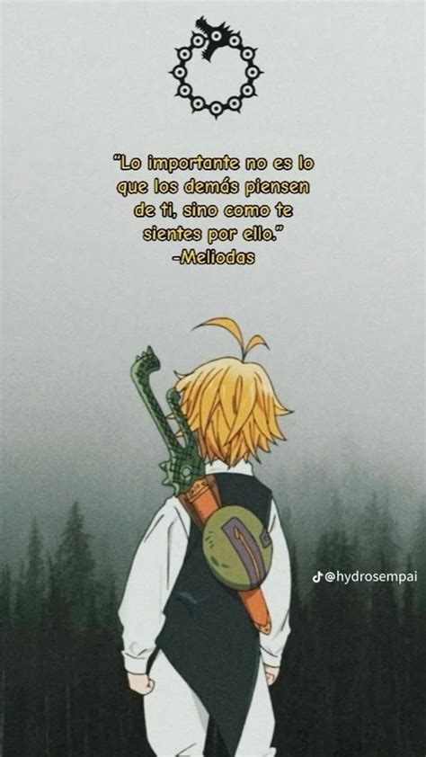 Ilustración de Meliodas con su característica frase