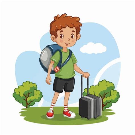Ilustración de un niño viajando con un acompañante