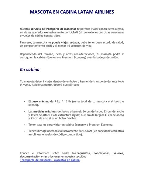 Gráfico comparativo de peso para mascotas en cabina