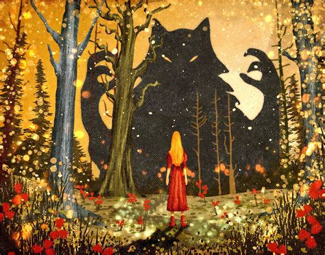 Viñeta de Caperucita Roja y el lobo