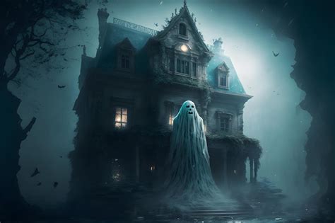 Ilustración de fantasmas con apariencia aterradora en un entorno histórico asiático