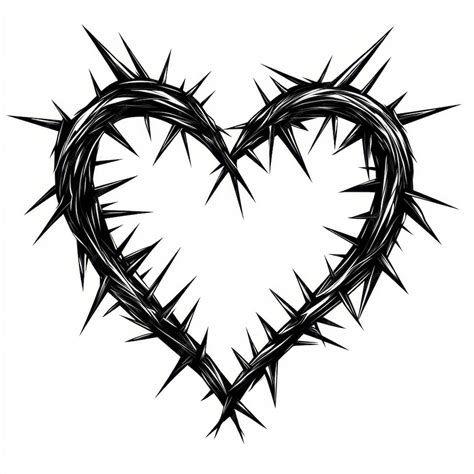 Ilustración de un corazón roto con espinas