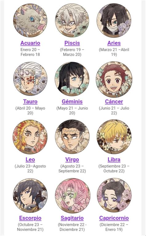 Simbolos del zodiaco con personajes de anime