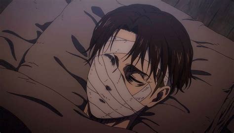 Ilustración de Levi Ackerman consolando a un soldado herido.