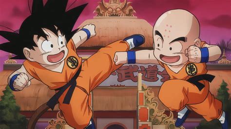 Ilustración de Goku y Krilin en su infancia