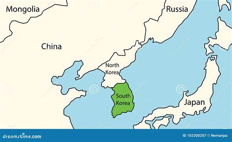 Mapa de Asia con Corea del Sur y Tailandia resaltados