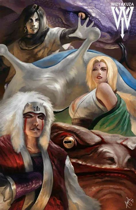 Jiraiya, Tsunade y Orochimaru como los legendarios Sannin