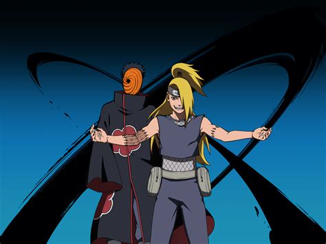 Deidara y Tobi preparándose para la batalla