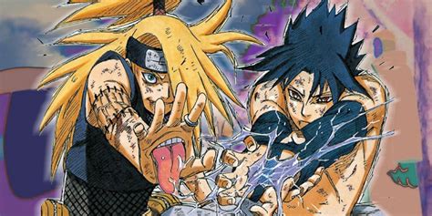 Sasuke atravesando a Deidara