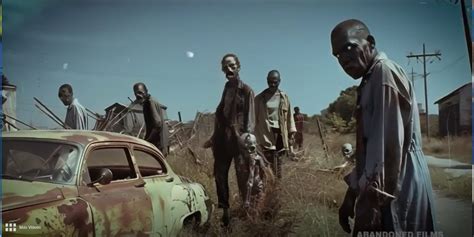 Escena post-apocalíptica con zombis