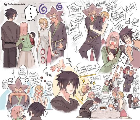 Collage de fanarts de SasuSaku mostrando diferentes etapas de su relación
