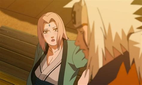 Jiraiya y Tsunade discutiendo en el despacho