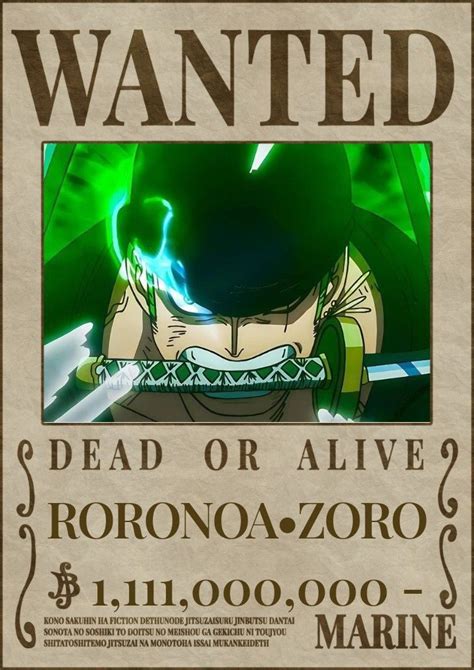 Primer cartel de recompensa de Zoro