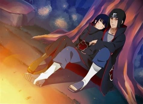 Itachi Uchiha huyendo con Hinata