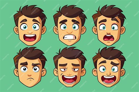 Ilustración de un cómic con viñetas que muestran diferentes emociones